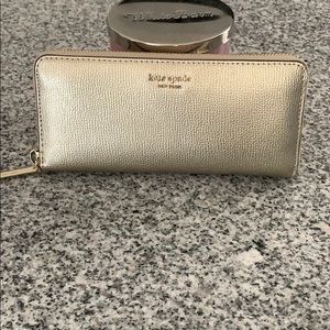 Gold Kate Spade Continental Zip Around Wallet